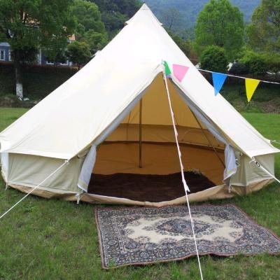 China Hot Custom Made Hotel Tent Luxury Canvas Factory Sale Luxury Resort Camping Bell Tent Straight Tying Type for sale