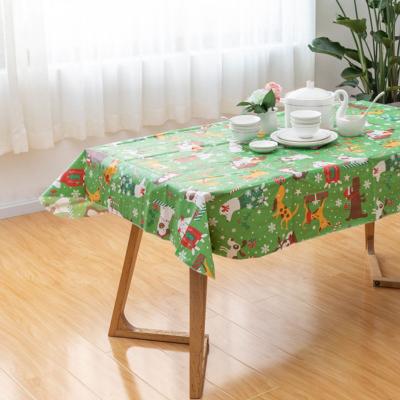 China Waterproof Waterproof Christmas Party Decorative Tablecloth Cover/Green Table Cloths Table for sale