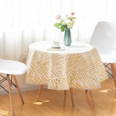 China Wholesale Single Striped Round Waterproof Peva Waterproof Customized Table Cloth for sale