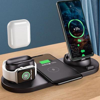 China Smart Watch 6 in 1Multi Wireless Charging Holder for Smart Phone for iwatch Earbud for sale