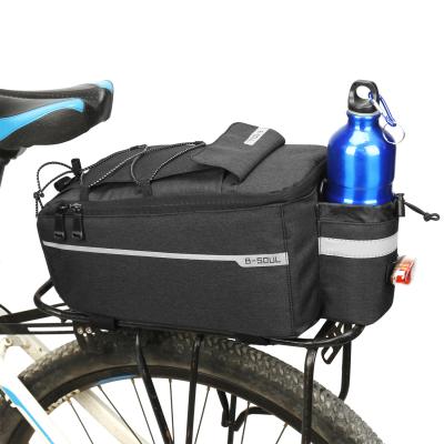 China Polyester Bicycle Tail Bag Bike Folding Shelf Bag Bicycle Rear Seat Bag With Bottle Holder for sale