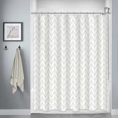 China Custom Print 72x72 Shower Curtain Durable Herringbone Print Washable Shower Curtain With Reinforced Buttonholes for sale