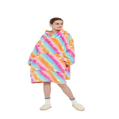 China Wearable Blanket Printing Colorful Hooded Blanket Bestselling Hoodie Super Soft Hooded Blanket for sale