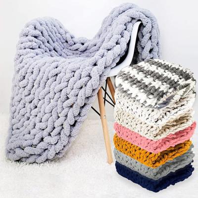 China PORTABLE Hot Selling Chunky Giant Knitted Yarn Bohemian Throw Hand Braided Blanket Super Soft Chunky Knitted Weighted Blanket For Winter for sale