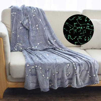 China Anti-Pull Luxury Bright Blanket Stars Throws Flannel Fleece Sofa Bed Glow in Dark Blanket for Kids for sale