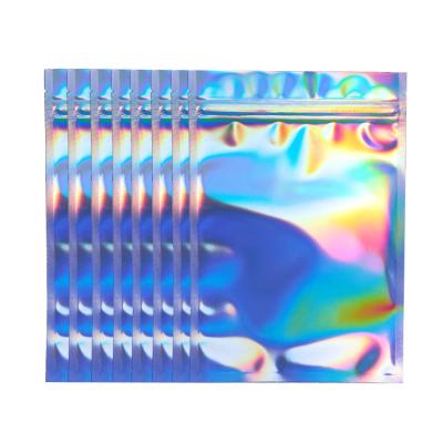 China 500pcs Moisture Proof Custom Printing To Start Holographic Bags Pack Holographic Pouch Side Bag Seal 3 Three Mylar Bags Holographic Pouch for sale