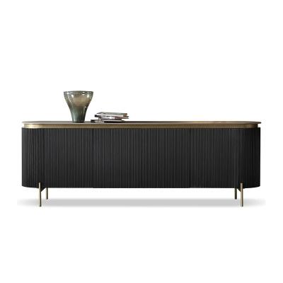 China Armario de mesa de madera de oro cepillado de roble de madera oscura Buffet armario negro en venta