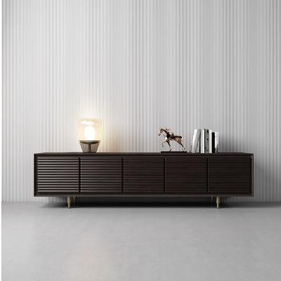 China Matt Bronze Dark Wood Media Console Black Solid Oak Tv Cabinet For Hotel for sale