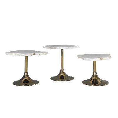 China White Gold Granite Top End Table Shiny Silver Side Table Granite Top for sale