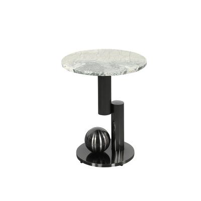 China Natural Marble Top End Table Customized Round Marble Side Table for sale