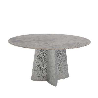 China Stainless Steel Marble Dining Table 6 Seater Marble Look Dining Table for sale