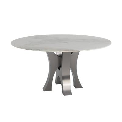 China Round Luxury Marble Dining Table Stainless Steel Solid Marble Dining Table for sale