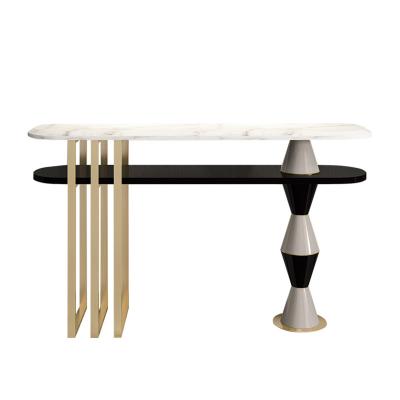 China Satin Finish Madeira E Console de Mármore Mesa de Brass Ouro Personalizado à venda