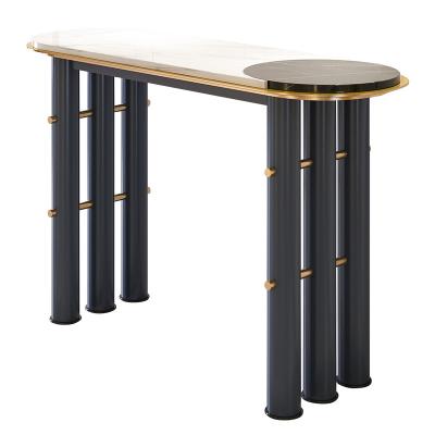 China Iron Marble Console Table Brushed Gold Stainless Steel Entry Table for sale