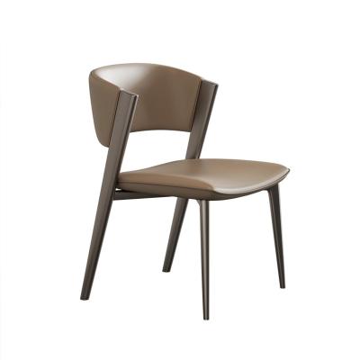 China Fabric Leather And Metal Dining Chairs Leather Upholstered Dining Chair for sale