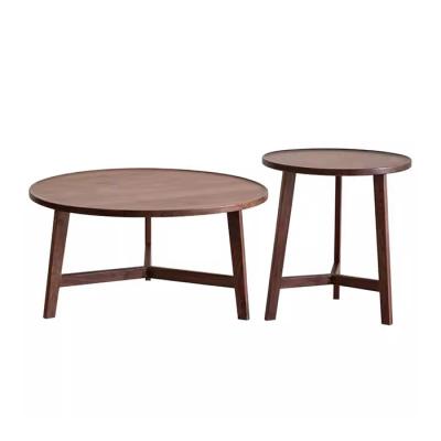 China Oak Veneer Central Round Coffee Table Set Table Natural Wood Top Solid Wood Legs For Living Room And Hotel Use for sale