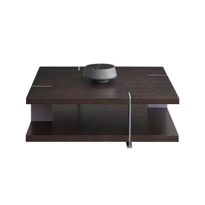 China Mesa de café de madera de roble Cuadrada Mesa de café con patas de acero inoxidable en venta