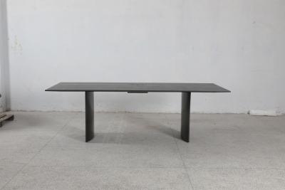 China Modern Rectangle Dining Table With Customizable Top And Stainless Steel Base for sale