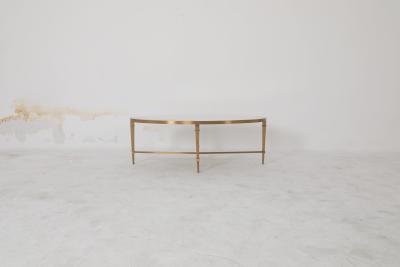 Chine Matte Finished Brushed Gold Stainless Steel Table Hotel Coffee Table With Natural Marble Top à vendre