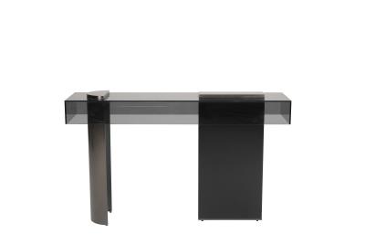 China Customized Size Entrance Console Table With Natural Finish Option Glass Top for sale