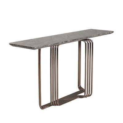 China Rectangular console de aço inoxidável mesa mesa de parede com base de ouro rosa para villa à venda