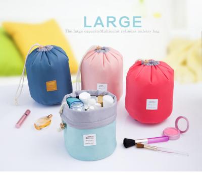 China Wholesale Lazy Women Eco-friendly Drawstring Cosmetic Bags Waterproof Large Capacity Bucket Barrel Makeup Bags Travel Storage Cosmetic Bags for sale