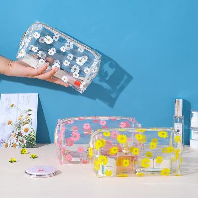 China Clear PVC Eco-friendly Cosmetic Bags Small Travel Toiletry Bag Printed Makeup Pouch Waterproof Clear PVC Cosmetic Bags for sale