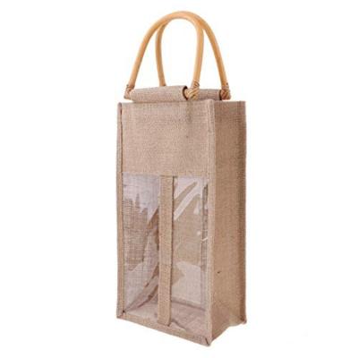 China Factory Eco-friendly Customize Luxury Wine Gift Bag Portable Jute Burlap Two Wine Bottle Tote Cover Bags High Grade Christmas Wine Bags for sale