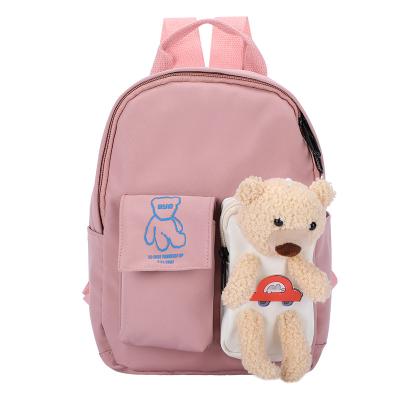 China Wholesale Cute Oxford Bear Doll Girl Boy Kindergarten Backpacks Cartoon Bear School Bags Oxford Kids Backpacks for sale