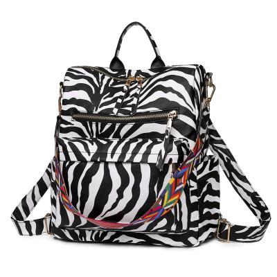 China Super Hot Selling Multi Function PU Large Capacity 25 Colors Webbing Zebra Shoulder Bag Backpacks Printing Vintage Backpacks For Women for sale