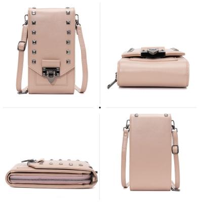 China BESTSELLER Street Fashion Cell Phone Shoulder Bag Red Handbags Rivet Three Cross Compartment - Body Cell Phone Bags and Cases F835 for sale