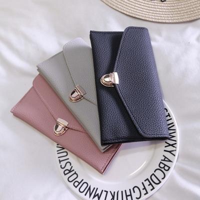 China Wholesale Fashion Double Side PVC Clutch Purse Ladies Wallets With Lock Fashion Phone Card Wallets Clutches For Women for sale