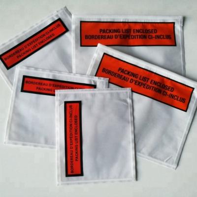 China Moisture Proof Clear Plastic Adhesive Packing Slip Envelope For Shipping/Shipping for sale