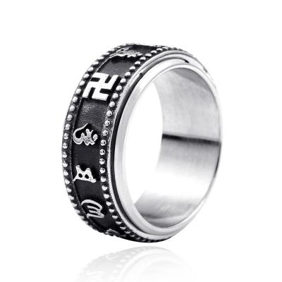 China SS8-447R Vintage Newcomer Knights Templars Ring Men's Black Viking Rune Ring Stainless Ring Punk for sale