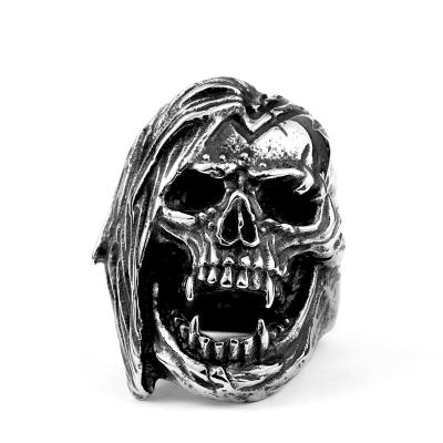 China SS8-396R Vintage Soldier Stainless Steel Skull Ring Fashion Jewelry Steel Punk Gift for sale