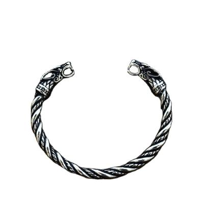 China Nordic Viking Norse Men Stainless Steel Soldier's Double CLASSIC Dragon Bangle Adjustable Bracelet SSG-037 for sale