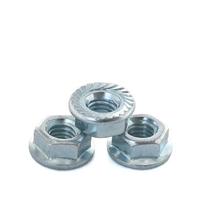 China Heavy Industry Hign Tension din6923 Galvanized Carbon Steel Serrated Hex Flange Nut for sale