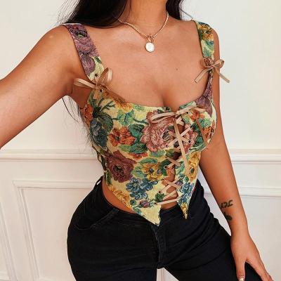 China Mumaroho WT21216PB Breathable Summer 2022 Spring Bodycon Spaghetti Camis Floral Print Tees Party Sleeveless Sexy Women Tank Top for sale