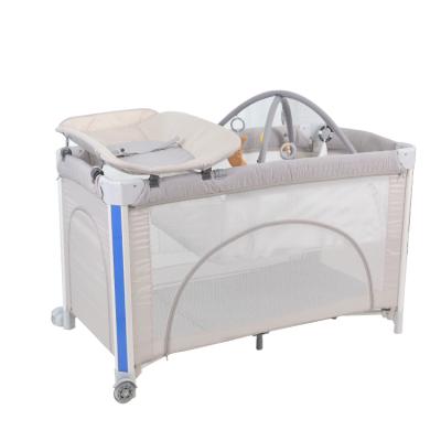 China Eco-friendly.anti-slip.water-proof Folding Classic Cheap Mobile Multi Function Foldable Baby Crib Playpen Portable Babies Bed Playard Baby Hutch for sale