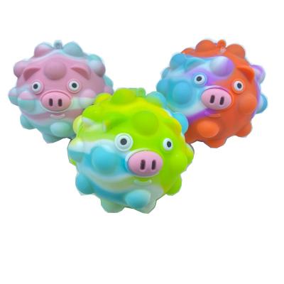 China Funny Toy Hot Sales Animal Pigs Shape Noises 3D Silicone Sensory Effort Busy Person Educational Ball Toy Glow In The Dark With Gift Box for sale