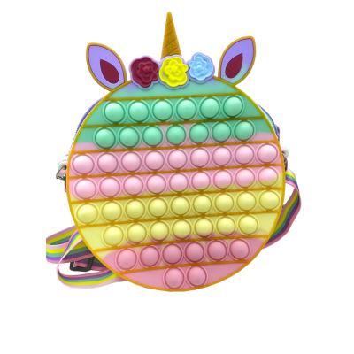 China Toy Fun Girls Mini Fashion Cross - Silicone Unicorn Fidget Purse Rainbow Bubble Bag Noise Fidget Toys Body Shoulder Bag For Women Girls Kids for sale