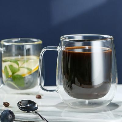 China Good Quality Stored Restaurant Eco - Friendly Water Glass Mugs Double Wall Glass Cup for sale