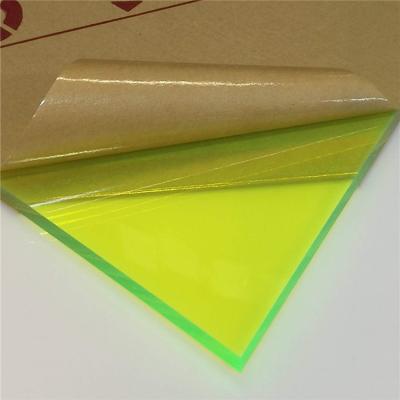 China Advertising display yageli wholesale price 1220*1830mm fluorescent green acrylic sheet 2mm in stock for sale