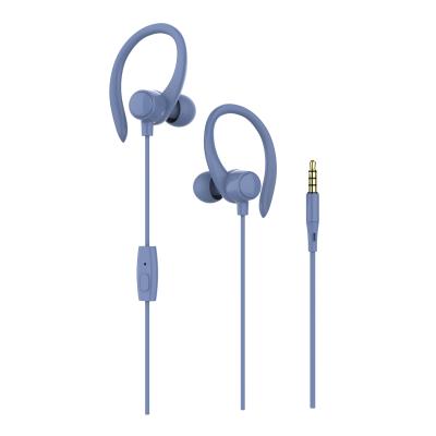 China Handsfree Ear Hook Design Blue In Ear Design Low Price With Mic Headphone Classic Wire Earphone for sale