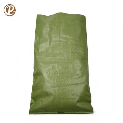 China Rice Fertilizer Flour 50kg Bag Plastic Bag PP Sack Green Colored PP Woven Feed Grain Sack for sale