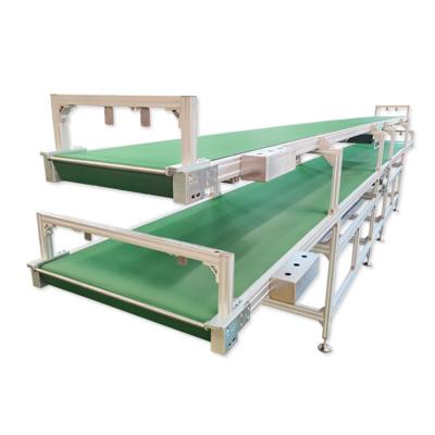 China Oil Resistant PVC Green Diamond Pattern Double Decker Belt Conveyor Line for sale