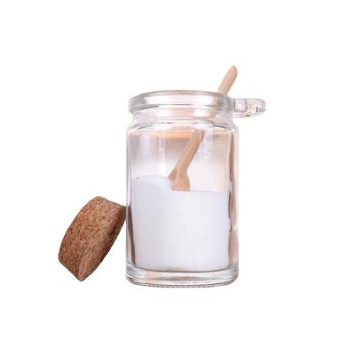 China Wholesale 100ml 250ml minimalist pudding glass jar with cork and wooden spoon for sale