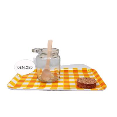 China Best Selling Minimalist Glass Honey Bottle with Spoon and Cork Lid for sale