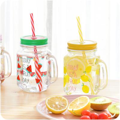 China Amazon Success Viable Folding Stocked Volume 16oz Straw Beverage Mug Cup Mason Jar Glass Drinking Glasses With Handles Lid for sale