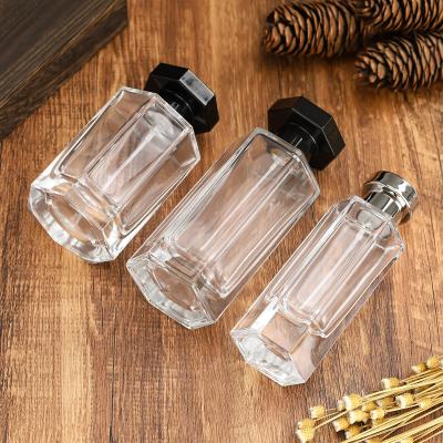 China Hexagon 30ml 50ml 100ml Cosmetic Empty Luxury Glass Perfume Bottle With Cap for sale